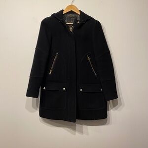 J. Crew Chateau Parka Italian Wool Stadium Cloth Coat in Black